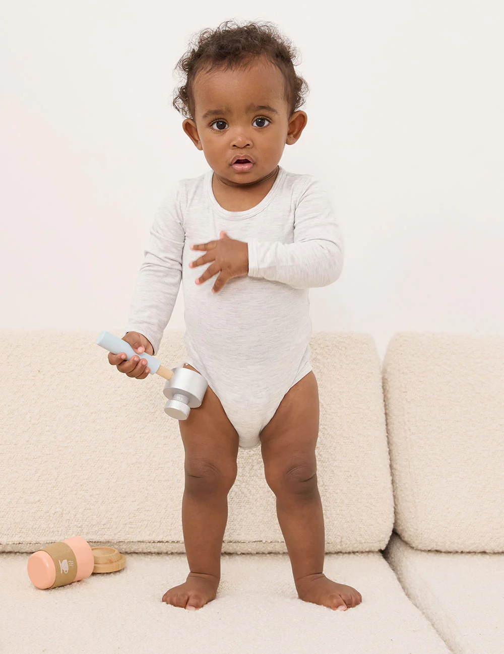 Baby Long Sleeve Bodysuit - Heather Grey - Image 4
